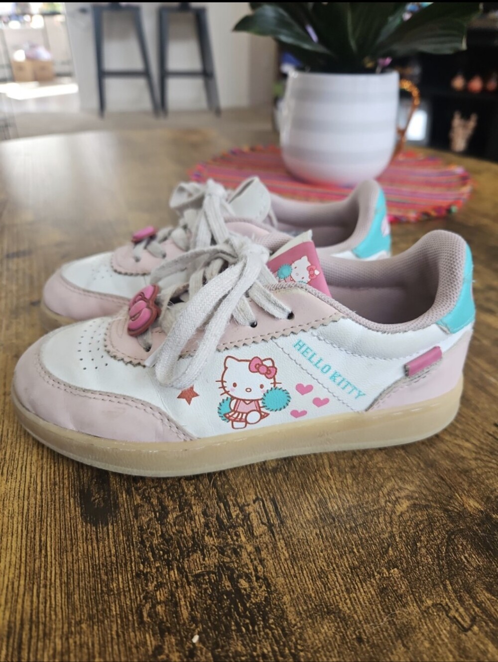 Zara Hello Kitty Pink White Lace Up Sneakers Girls Little Kid 11